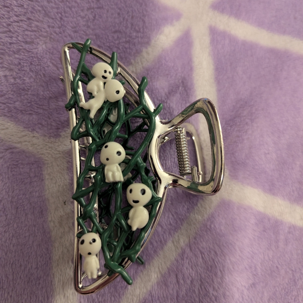 Green and Silver Floral Hair Clip